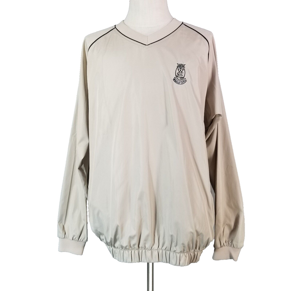 FootJoy Golf windshirt mens large beige long sleeve pull over pockets outdoor